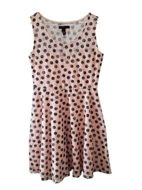 Material Girl Peach & Black Polka Dot Sleeveless Dress